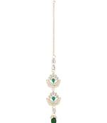 I jewels traditional kundan & pearl head piece designer jewelry hair accessory maang tikka for women 