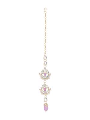 I jewels traditional kundan & pearl head piece designer jewelry hair accessory maang tikka for women  1
