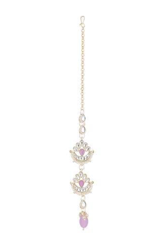 I jewels traditional kundan & pearl head piece designer jewelry hair accessory maang tikka for women (t2169pu)