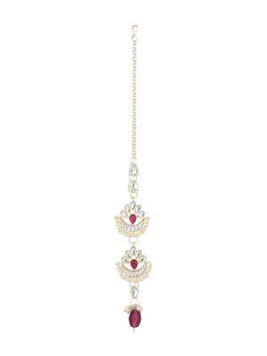 I jewels traditional kundan & pearl head piece designer jewelry hair accessory maang tikka for women  1