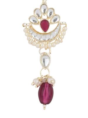 I jewels traditional kundan & pearl head piece designer jewelry hair accessory maang tikka for women  2