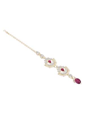 I jewels traditional kundan & pearl head piece designer jewelry hair accessory maang tikka for women  3