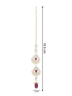 I jewels traditional kundan & pearl head piece designer jewelry hair accessory maang tikka for women  4