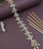 traditional handcrafted kundan & pearl paranda/hair braid pin choti for bridal perfect for wedding 