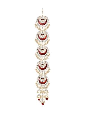 I jewels traditional handcrafted kundan & pearl paranda/hair braid pin choti for bridal perfect for wedding (t2173m) 1