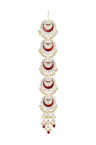I jewels traditional handcrafted kundan & pearl paranda/hair braid pin choti for bridal perfect for wedding (t2173m)