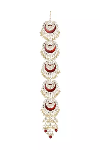 I jewels traditional handcrafted kundan & pearl paranda/hair braid pin choti for bridal perfect for wedding (t2173m)