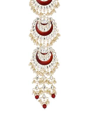 I jewels traditional handcrafted kundan & pearl paranda/hair braid pin choti for bridal perfect for wedding (t2173m) 2