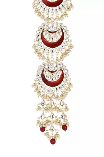 I jewels traditional handcrafted kundan & pearl paranda/hair braid pin choti for bridal perfect for wedding (t2173m)