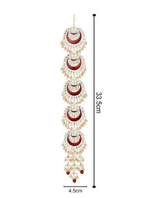I jewels traditional handcrafted kundan & pearl paranda/hair braid pin choti for bridal perfect for wedding (t2173m) 3