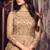 Beige Embroidered Net Semi Stitched Anarkali Churidar Suit. Up To 42" Size