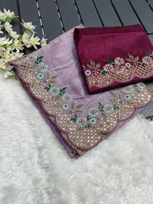 Lavender Crush Tissue Silk Sequin Embroidery Saree 1