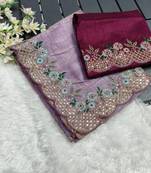 Lavender Crush Tissue Silk Sequin Embroidery Saree
