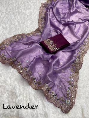 Lavender Crush Tissue Silk Sequin Embroidery Saree 3