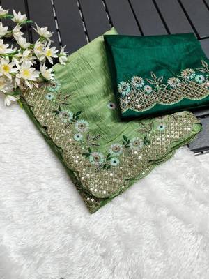 Heavy Crush Silk C Pallu Embroidery Sequences Work With Zari And Coding Work N Cut Work Border On Saree 1