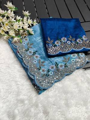 Heavy Crush Silk C Pallu Embroidery Sequences Work With Zari And Coding Work N Cut Work Border On Saree 1