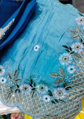 Heavy Crush Silk C Pallu Embroidery Sequences Work With Zari And Coding Work N Cut Work Border On Saree 3
