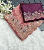 Heavy Premium Crush Silk C-Pallu Embroidery Sequences Work With Zari And Coding Work  N Cut Work Border On Saree