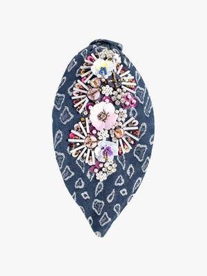 Blue Denim Firework Sequin & Bead Hairband 1
