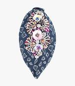 Blue Denim Firework Sequin & Bead Hairband
