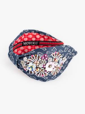 Blue Denim Firework Sequin & Bead Hairband 2