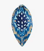 Navy Viscose Hand-Embroidered Peacock Charms Hairband