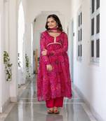 Pink cotton embroidered kurta Set