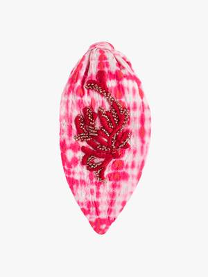 Elegant Cotton Coral Colors Hairband with Hand Embroidery 1