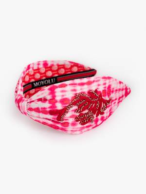 Elegant Cotton Coral Colors Hairband with Hand Embroidery 2