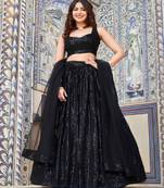 Classiques Dupion Silk Sequin Embroidered Black Lehenga Choli