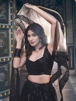 Classiques Dupion Silk Sequin Embroidered Black Lehenga Choli 5
