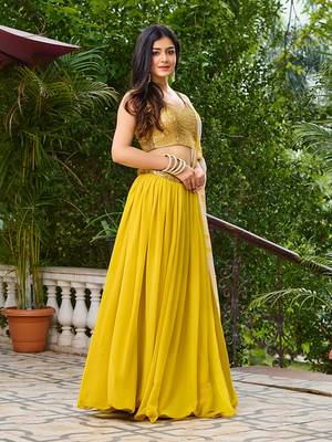 yellow embroidered lehenga-choli 7