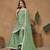 Green color chinnon sharara suits with chinnon dupatta