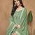 Green color chinnon sharara suits with chinnon dupatta