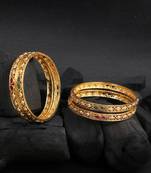 Set of 4 gold plated stone studded traditional bangles