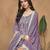 Purple color chinnon sharara  suits with chinnon dupatta