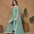Aqua blue  color chinnon sharara  suits with chinnon dupatta