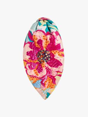 Handcrafted Floral Radiance Headband with Vibrant Flower Print 1