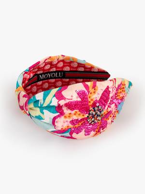 Handcrafted Floral Radiance Headband with Vibrant Flower Print 2