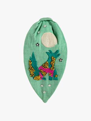 Charming Cotton Headband with Hand-Embroidered Wolf  1
