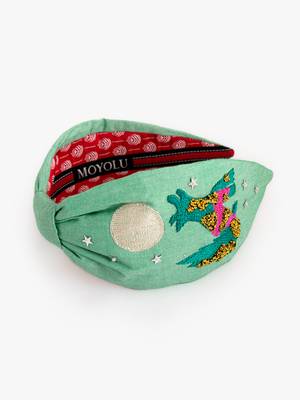 Charming Cotton Headband with Hand-Embroidered Wolf  2