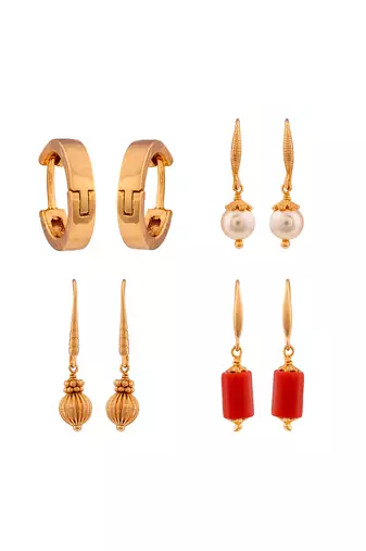 Four sets of earrings - one gram gold