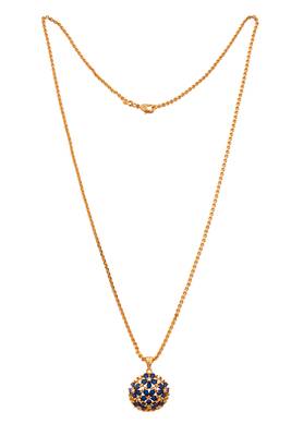 Blue stone pendant and earrings necklace MEDIUM length set one gram gold 4