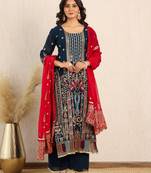 Elegant Eid Special Georgette Palazzo Suit Set with Sequins Embroidery 