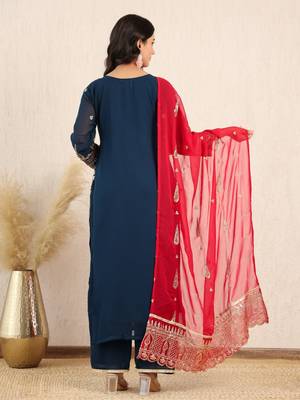Elegant Eid Special Georgette Palazzo Suit Set with Sequins Embroidery  2