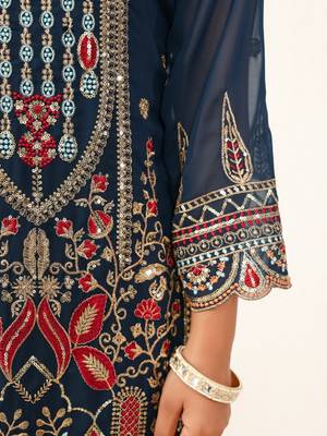 Elegant Eid Special Georgette Palazzo Suit Set with Sequins Embroidery  3