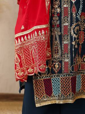 Elegant Eid Special Georgette Palazzo Suit Set with Sequins Embroidery  4
