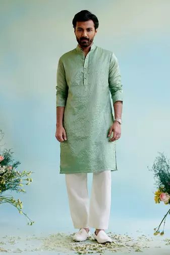 Mint meadow tissue kurta