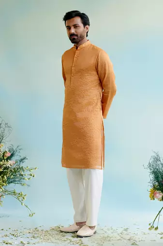 Marigold petal tissue kurta
