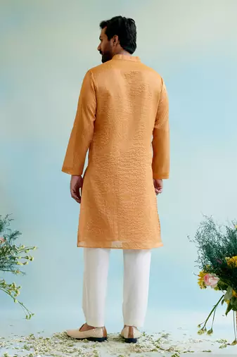 Marigold petal tissue kurta